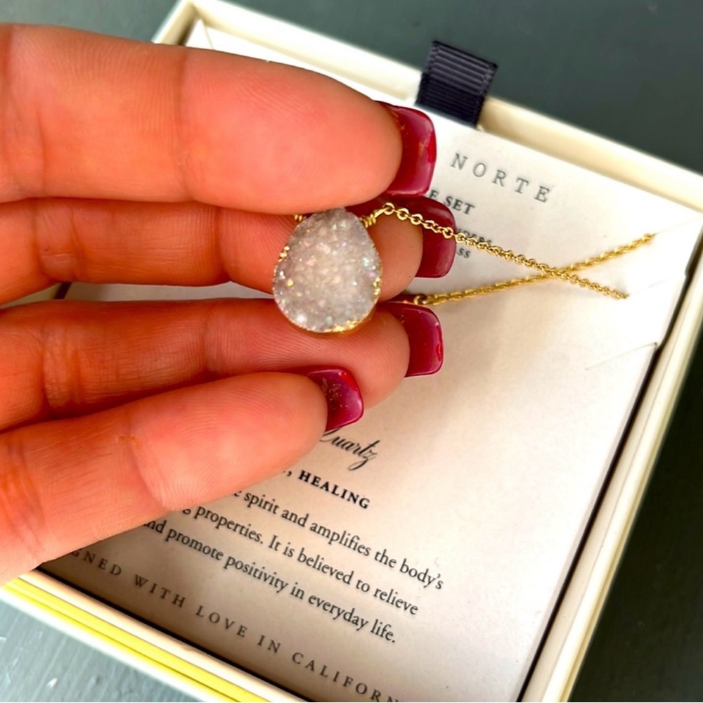 Gold Druzy Quartz Necklace